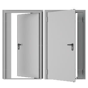Дверь DoorHan/1750/2050/Техническая/двухств./глухая/глад./глад./RAL7035/лев./угл. рама, DTG/1750/2050/7035/L/N